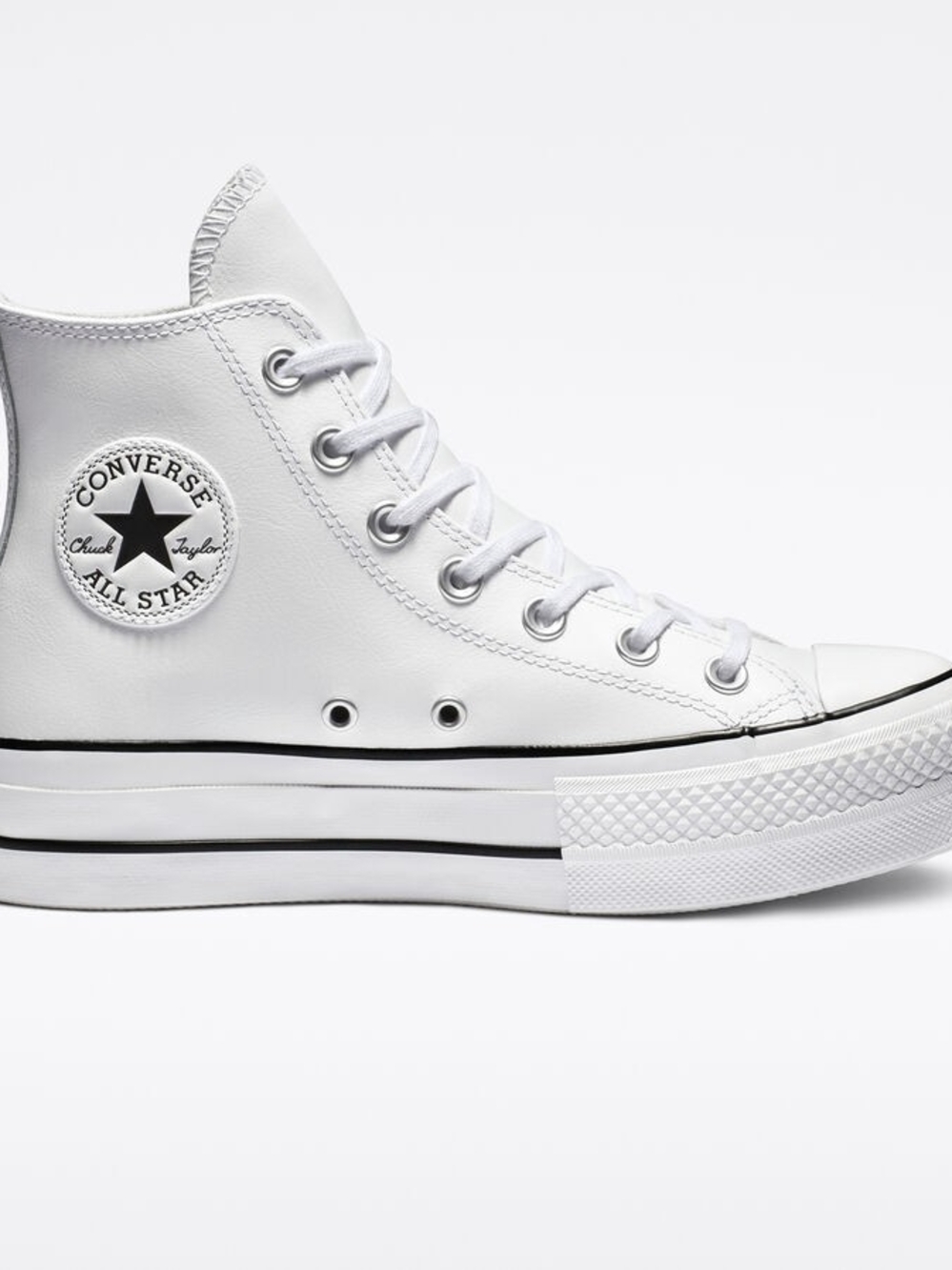 Converse Chuck Taylor Leather White High-Top Platform Sneakers